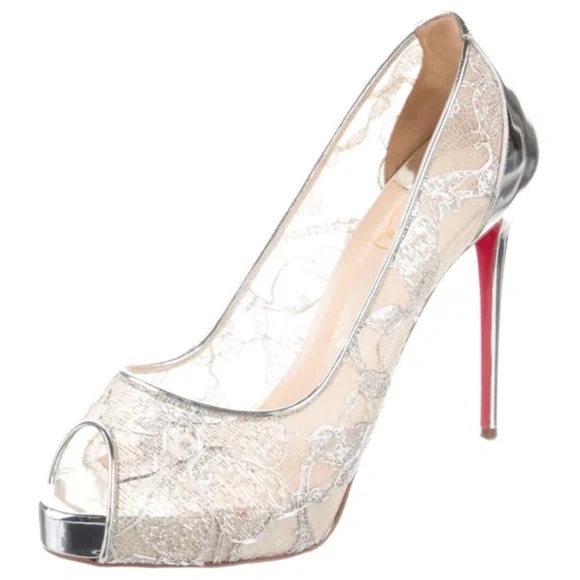 Christian Louboutin Very Lace Peep Toe Platform - Picture 2 of 8